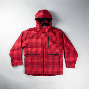 Ripzone X5 Red Plaid Hooded Snowboarding Jacket